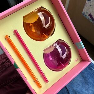 Uniquely Yours Glass Cup and Glass straw set